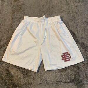 Eric Emanuel EE Basic Mesh Shorts White Red Grey Logo Mens Size Small NYC